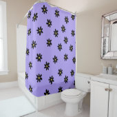 Preppy Paarse zwarte bloemeneenvoudige bloemenpatr Douchegordijn (In situ)