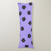 Preppy Paarse zwarte bloemeneenvoudige bloemenpatr Lichaamskussen (Voorkant Verticaal)