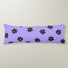 Preppy Paarse zwarte bloemeneenvoudige bloemenpatr Lichaamskussen