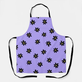 Preppy Paarse zwarte bloemeneenvoudige bloemenpatr Schort