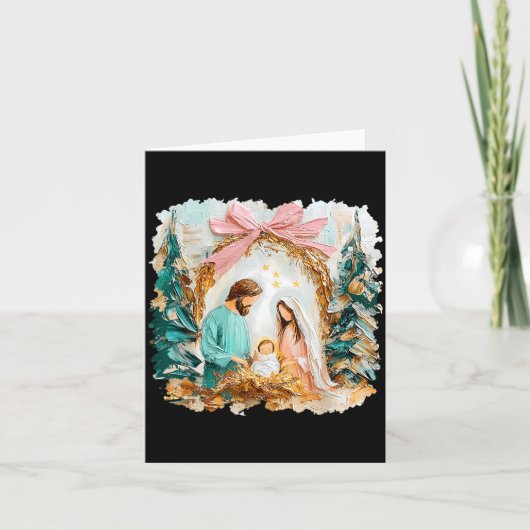 Preppy Painted Christian Nativity Scene God Faith  Kaart (Voorkant)