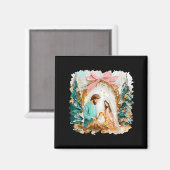 Preppy Painted Christian Nativity Scene God Faith  Magneet (Voorkant / Achterkant)