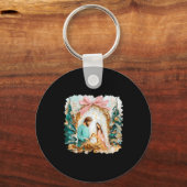 Preppy Painted Christian Nativity Scene God Faith Sleutelhanger (Voorkant)