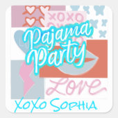 Preppy Pajama Party Vierkante Sticker (Voorkant)