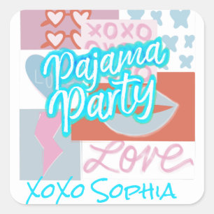 Preppy Pajama Party Vierkante Sticker