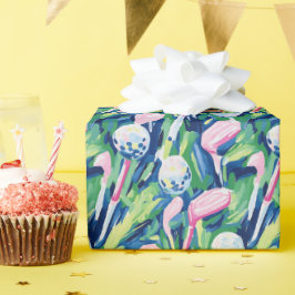 Preppy Palm Beach Abstracte golfclubs Cadeaupapier