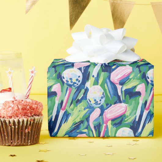 Preppy Palm Beach Abstracte golfclubs Cadeaupapier (Verjaardagsfeest)