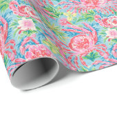 Preppy Palm Beach Bloemenkrabben Patroon Cadeaupapier (Rol Hoek)