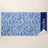 Preppy Palm Beach Blue Zebra's gepersonaliseerd Strandlaken (Voorkant)