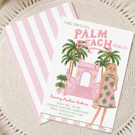 Preppy Palm Beach Cabana Bruids-Thee of Bruiloft Kaart