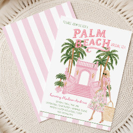 Preppy Palm Beach Cabana Bruids-Thee of Bruiloft Kaart
