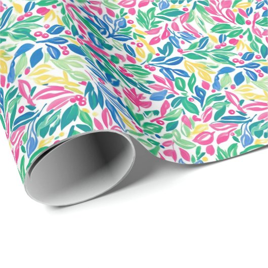 Preppy Palm Beach Christmas Holly Cadeaupapier (Rol Hoek)