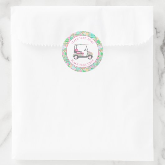 Preppy Palm Beach Golf Cart Ronde Sticker (Tas)