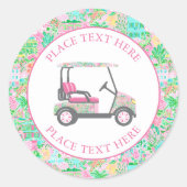 Preppy Palm Beach Golf Cart Ronde Sticker (Voorkant)