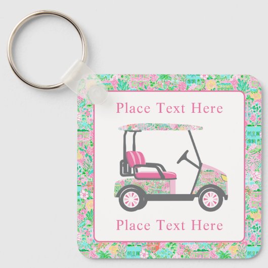 Preppy Palm Beach Golf Cart Sleutelhanger (Voorkant)