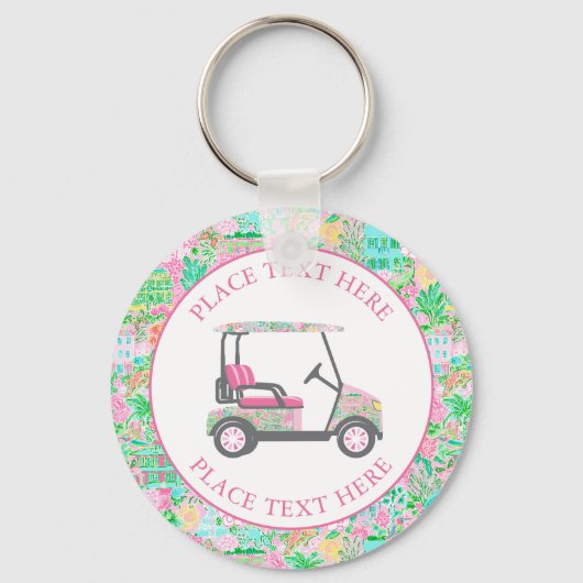 Preppy Palm Beach Golf Cart Sleutelhanger (Voorkant)