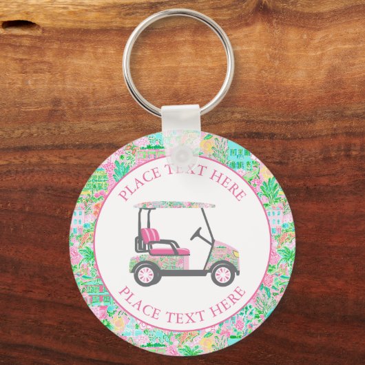Preppy Palm Beach Golf Cart Sleutelhanger (Voorkant)