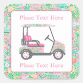 Preppy Palm Beach Golf Cart Vierkante Sticker (Voorkant)