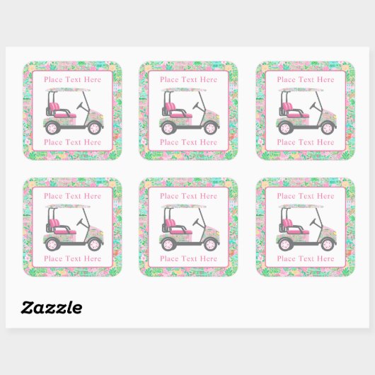 Preppy Palm Beach Golf Cart Vierkante Sticker (Vel)