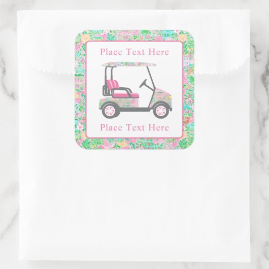Preppy Palm Beach Golf Cart Vierkante Sticker (Tas)
