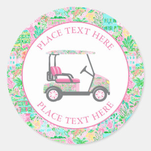 Preppy Palm Beach Golfkar Ronde Sticker