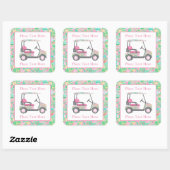 Preppy Palm Beach Golfkar Vierkante Sticker (Vel)
