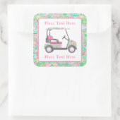 Preppy Palm Beach Golfkar Vierkante Sticker (Tas)