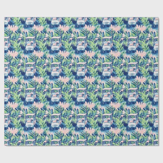 Preppy Palm Beach Golfkarren Cadeaupapier (Vlak)