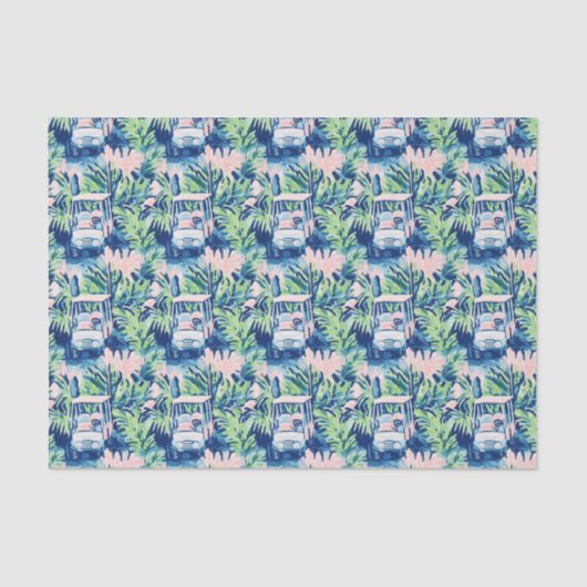 Preppy Palm Beach Golfkarren Tissuepapier (Voorkant)