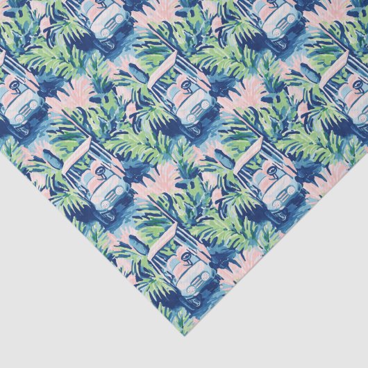 Preppy Palm Beach Golfkarren Tissuepapier (Detail)