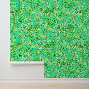 Preppy Palm Beach Groene Olifanten Behang