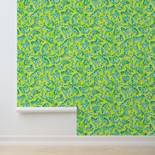 Preppy Palm Beach Groene Zebra's Behang