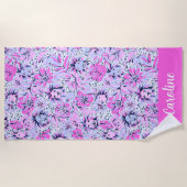 Preppy Palm Beach Lavendel Leeuwen gepersonaliseer Strandlaken (Voorkant)