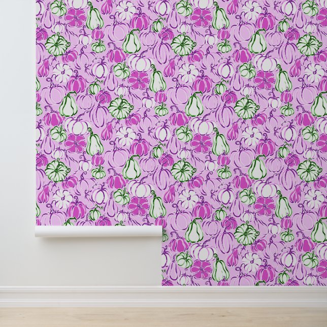 Preppy Palm Beach Lavendel pompoenen Behang (Applicatie)