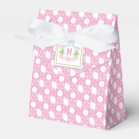 Preppy Palm Beach Monogram Crest Bedankdoosjes (Voorkant Zijde)