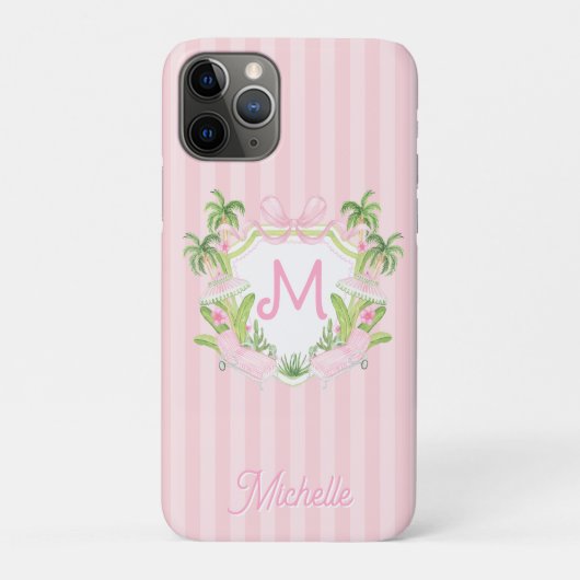 Preppy Palm Beach Monogram Crest Case-Mate iPhone Case (Achterkant)