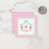 Preppy Palm Beach Monogram Crest Notitiekaartje (Voorkant / Achterkant in situ)