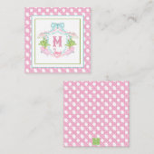 Preppy Palm Beach Monogram Crest Notitiekaartje (Voorkant / Achterkant)