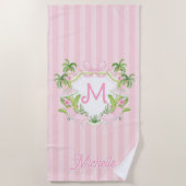 Preppy Palm Beach Monogram Crest Strandlaken (Voorkant)
