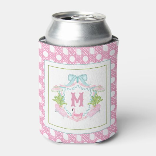 Preppy Palm Beach Monogram Wapen Blikjeskoeler (Blikje Voorkant)