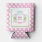Preppy Palm Beach Monogram Wapen Blikjeskoeler (Voorkant)