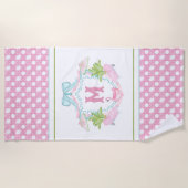 Preppy Palm Beach Monogram Wapen Strandlaken (Voorkant)