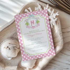 Preppy Palm Beach Monogram Wapenfeest Kaart
