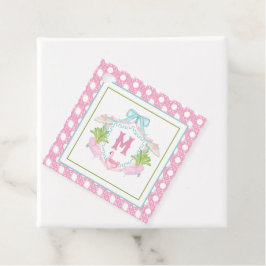 Preppy Palm Beach Monogram Wapenschild Bedankjes Labels