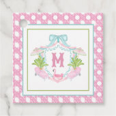 Preppy Palm Beach Monogram Wapenschild Bedankjes Labels (Voorkant)