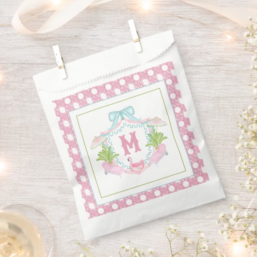 Preppy Palm Beach Monogram Wapenschild Bedankzakje (Geknipt)