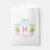 Preppy Palm Beach Monogram Wapenschild Bedankzakje (Voorkant)