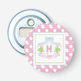 Preppy Palm Beach Monogram Wapenschild Button Flesopener