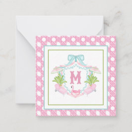 Preppy Palm Beach Monogram Wapenschild Notitiekaartje