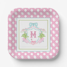 Preppy Palm Beach Monogram Wapenschild Papieren Bordje